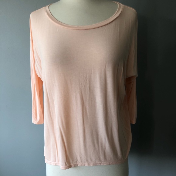 Michael Stars High Low Blouse Pink Peach One Size - Picture 3 of 13